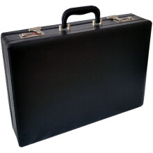Smooth Nappa Faux Leather Expandable Executive Attache Case Briefcase