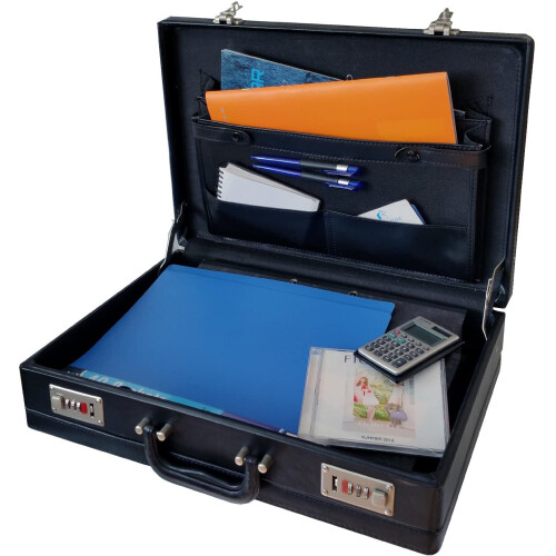 Smooth Nappa Faux Leather Expandable Executive Attache Case Briefcase 1