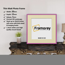 (Pink With Ivory Mount, 16x16" Pic (20x20" Frame)) Square Size Thin Matt Red Picture Frame Wall Art Frames Flat Wooden Effect Poster Frame