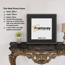 (Dark Grey With Black Mount, 40x40CM Pic (50x50CM Frame)) Square Size Thin Matt Light Grey Picture Frame Wall Art Frames Flat Wooden Effect Poster Frame