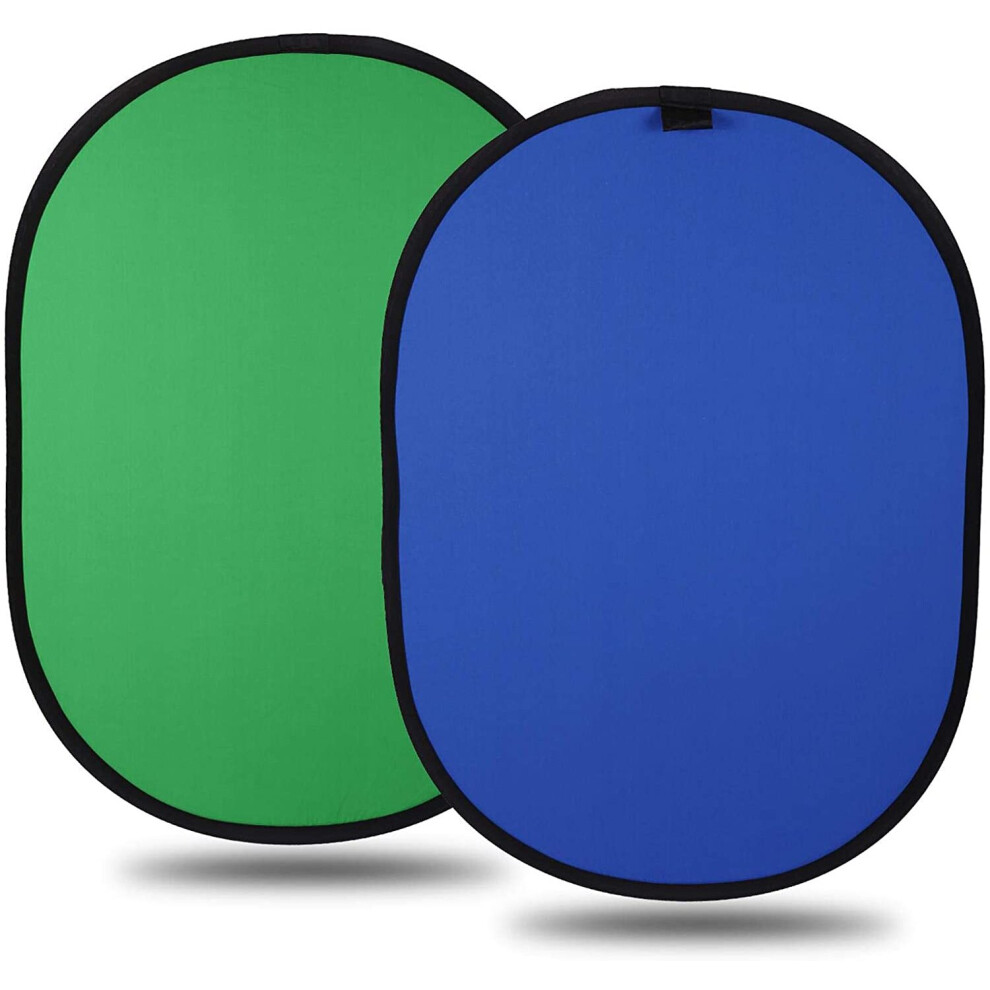 Konseen Chromakey Blue Green Screen Background Backdrop Collapsible 100x150cm Double Sided Pop Up Green Screen 100% Cotton Muslin Fabric Perfect for