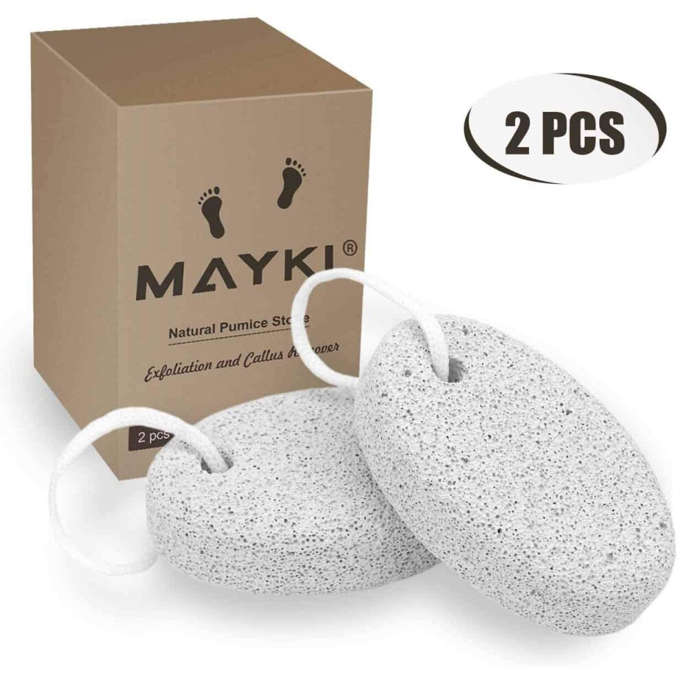 Mayki White Pumice Stone 2Pcs, Natural Lava Pumice Stone For Feet/Hands/Body, Calluse Remover/Foot Scrubber Stone For Dead/Hard Skin, Foot File For