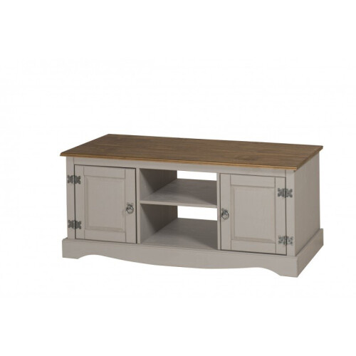 Mercers Furniture Corona Grey Wax 2 Door Media Unit Solid Pine Furniture 1