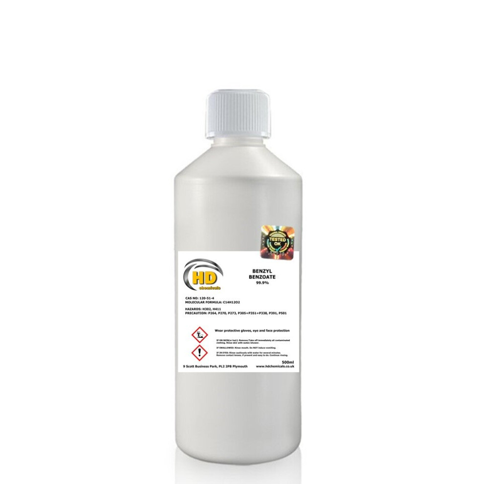 Hd Chemicals Ltd (500Ml) Benzyl Benzoate 99.9% Sweet Itch, Mites & Lice