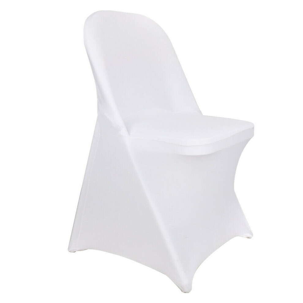 (8pcs) White Spandex Stretch Foldable Chair Cover Removable Washable Protective Fabric Slipcovers For Weddings Banquets & Hotels