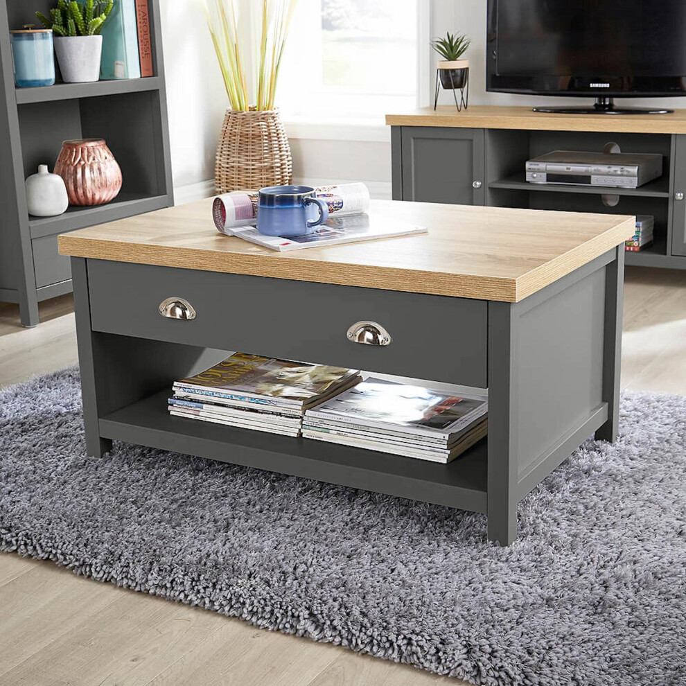 Coffee Table 2 Drawer 36mm Oak Top Occasional Reception Table