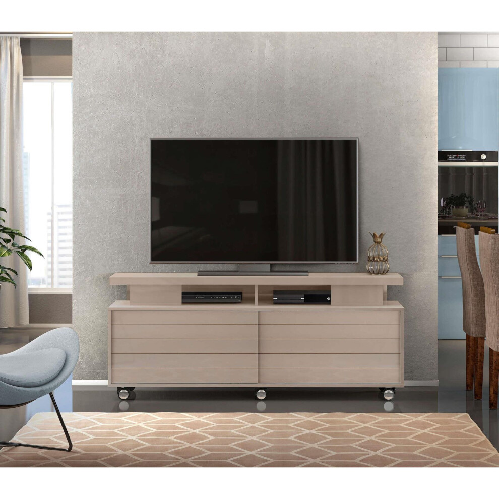 Wide Screen TV Cabinet Television Stand Unit Matt Grey Finish and Sliding Door