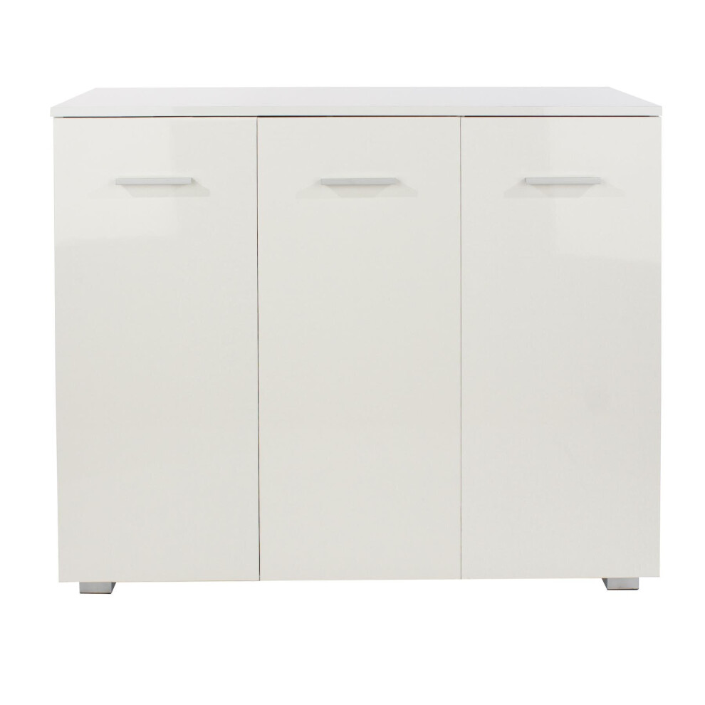 Sideboard 3 Door Storage Cabinet Kitchen Living Room Unit High Gloss White