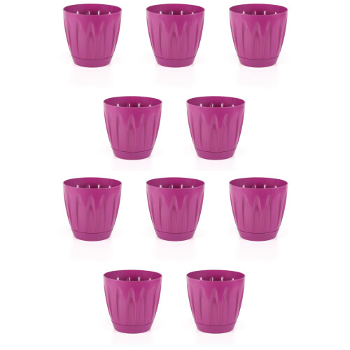 (No: 4 (6 Lt), Pack of 10) Bright Coloured Plant Pots with Drainage.