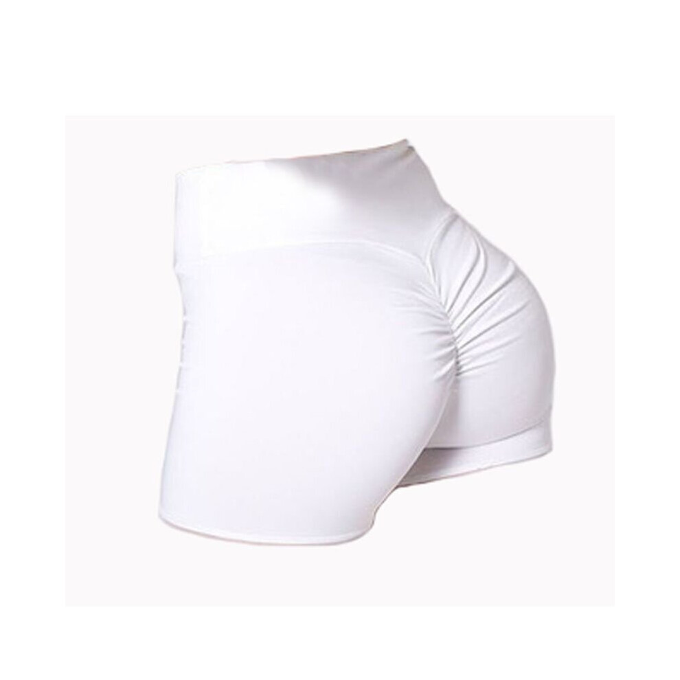 (White, M) Womens High Waist Yoga Shorts Sports Pants Casual Gym Workout