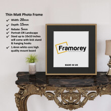 (Oak With Black Mount, 25x25CM Pic (30x30CM Frame)) Square Size Thin Matt Oak Picture Frame Wall Art Frames Flat Wooden Effect Poster Frame