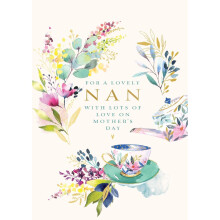 Lovely Nan Lots Of Love Time For Tea Foiled Mother's Day Card Ling Design Cards