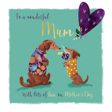 Wonderful Mum Dachshund Sausage Dog Foiled Mother's Day Card The Wildlife Cards