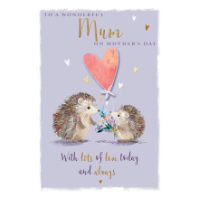 Wonderful Mum Hedgehogs Foiled & Embellished Mother's Day Card Ling Design Cards