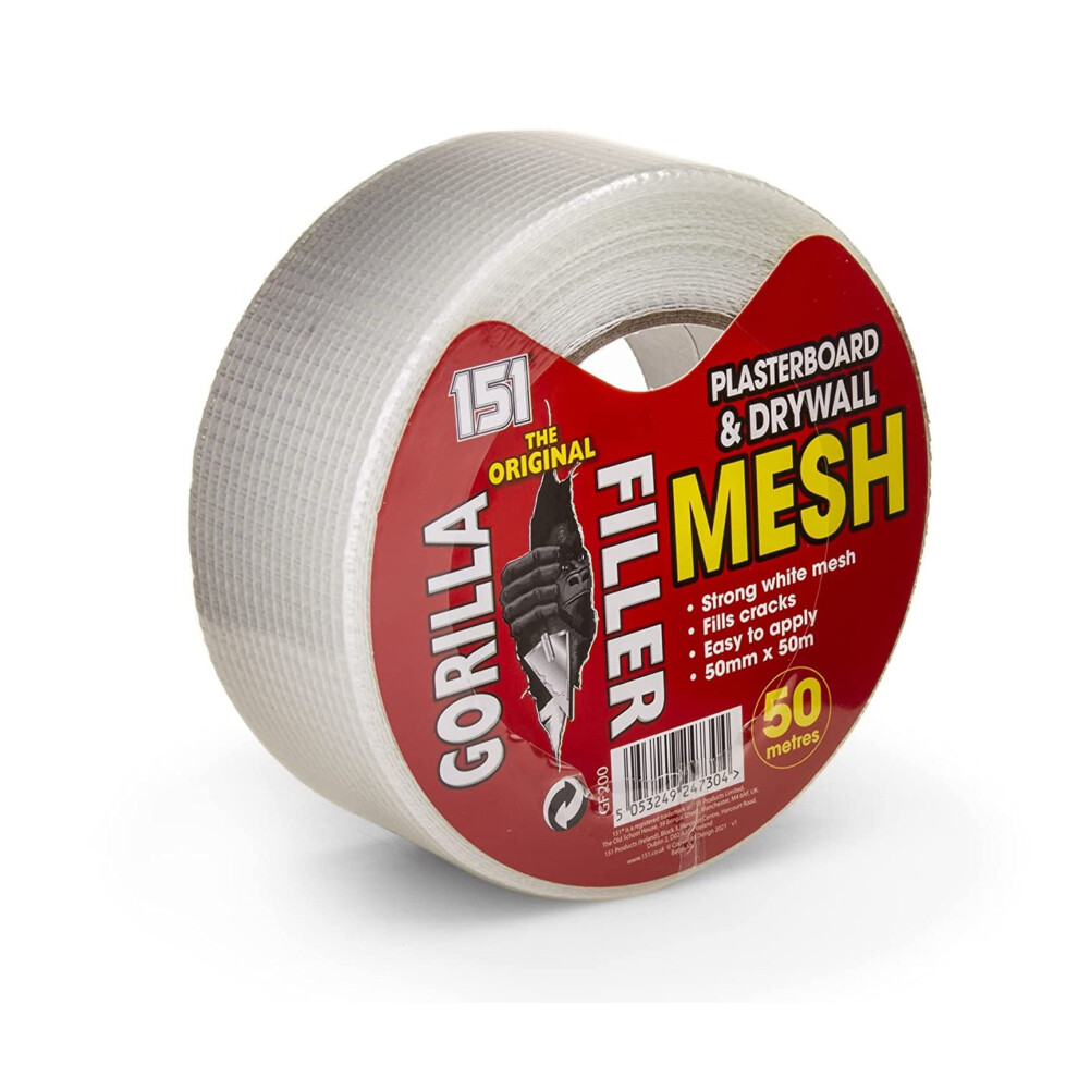 Gorilla Filler Jointing Plasterboard Drywall Mesh Scrim 50mm 50M