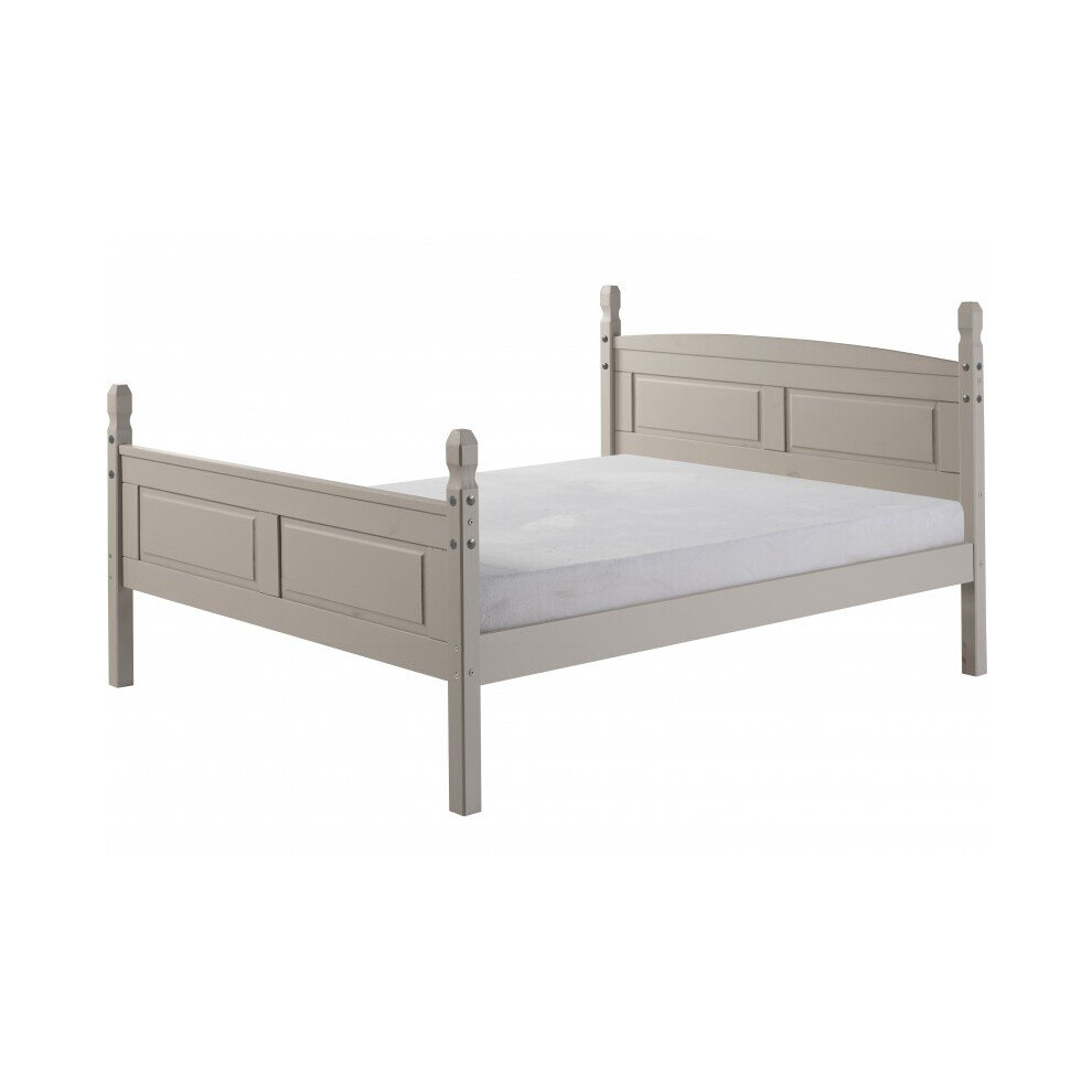 Corona Grey Wax 4'6" High End Bed Frame Solid Pine Bedroom Furniture