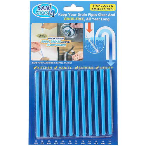SANI STICKS Odor Drain Deodorizer Cleaner Sink Cleaning 1