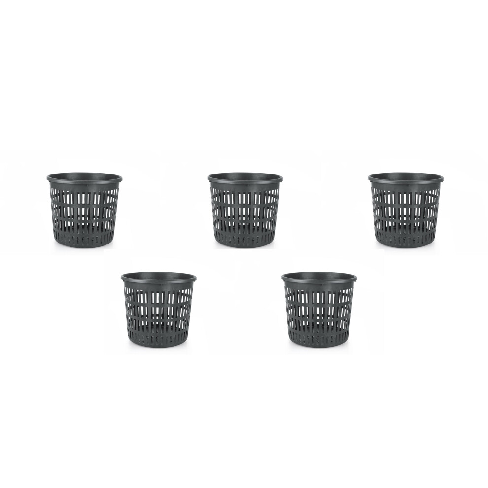 5x Round Black Pond Planting Garden Basket. Aquatic Pots. (6.7 Lt)