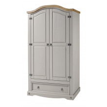 Corona Grey Wax 2 Door 1 Drawer Arch Top Wardrobe Bedroom Furniture