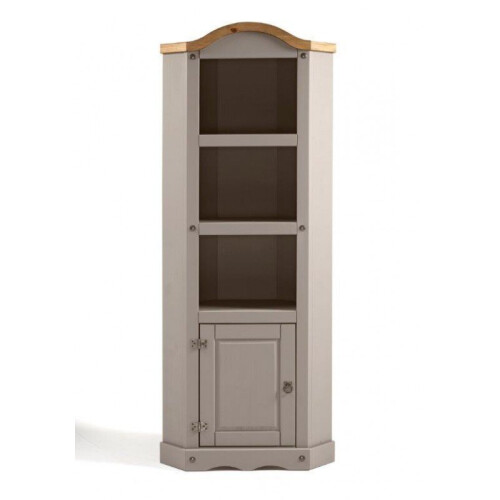 Mercers Furniture Corona Grey Wax Corner Display Unit Solid Wood Pine Wooden Bookcase 2