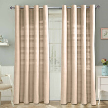 (W 137cm x Drop 137cm, Natural) Cotton Rajput Ribbed Curtain Pair