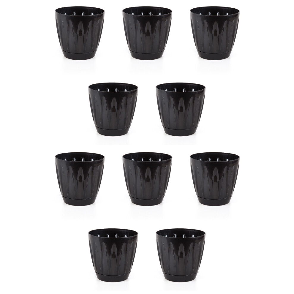 (No: 4 (6 Lt), Pack of 10) Black Plastic Plant Pots with Drainage.-image-OPC-P8WGVZT-NEW