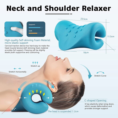 Neck and Shoulder Relaxer Pillow Cervical Traction Stretcher Corrector Chiropractic 2