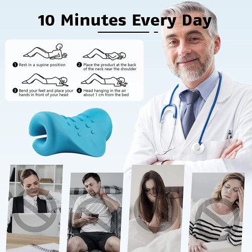 Neck and Shoulder Relaxer Pillow Cervical Traction Stretcher Corrector Chiropractic 1