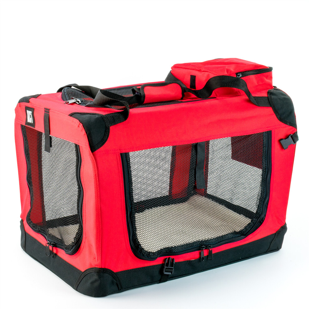 (Medium Red) KCT Fabric Pet Carrier Crates