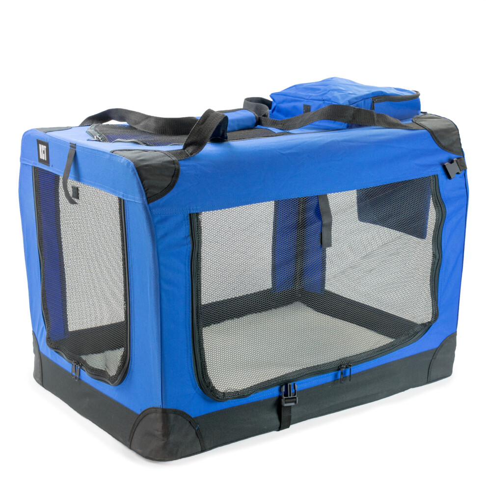 (Extra Large Blue) KCT Fabric Pet Carrier Crates