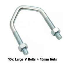 (10 U Bolts) Large V Bolts 2.5" M10 U Bolt for TV Aerial Satellite Dish DIY up to 2" Pole