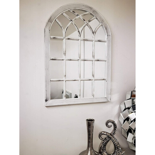 White Rustic Soho Window Style Mirror Elegant Mirror 50.5X71 Cm