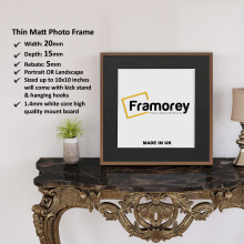 (Walnut With Black Mount, 12x12" Pic (14x14" Frame)) Square Size Thin Matt Walnut Picture Frame Wall Art Frames Flat Wooden Effect Poster Frame