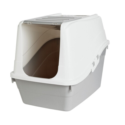 Home Large Opening Litter Tray - Grey & White 2