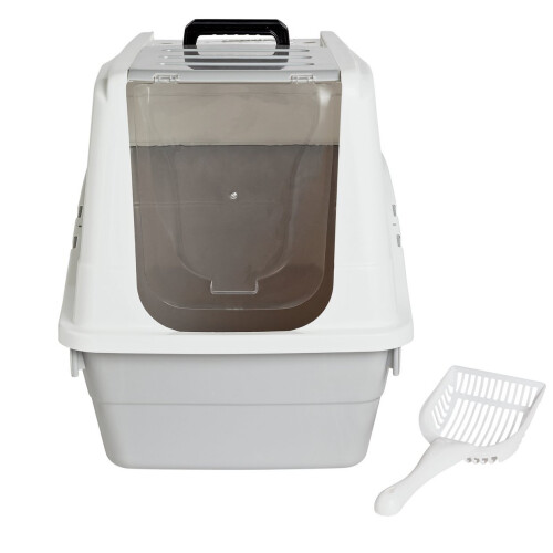 Home Large Opening Litter Tray - Grey & White