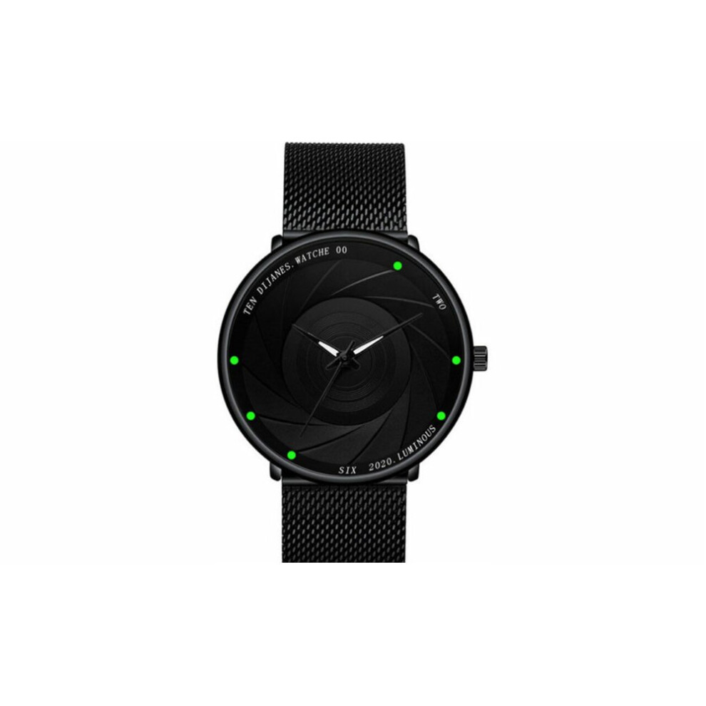 (Black) Black Mesh Strap Quartz Watch