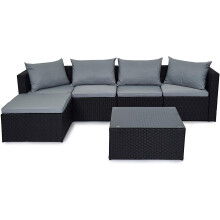 (Black, Without Cover) EVRE Miami Rattan Outdoor Set with coffee table