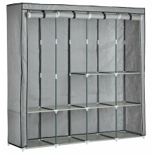 Home Triple Modular Fabric Wardrobe - Grey & Black - Refurbished