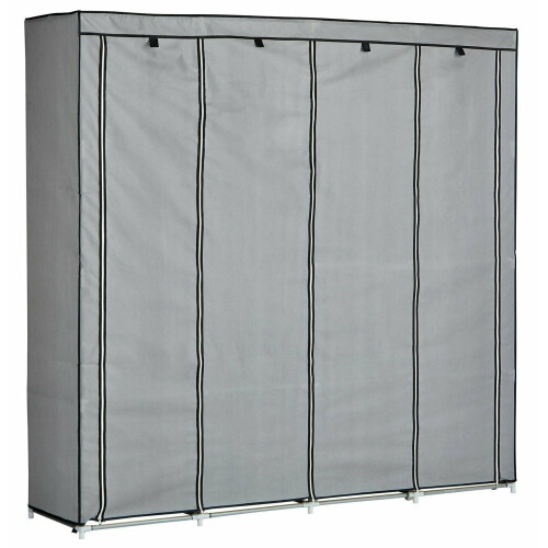 Refurbished Home Triple Modular Fabric Wardrobe - Grey & Black 1
