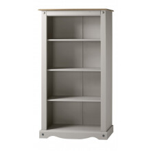 Corona Grey Wax Medium Bookcase Solid Wood Mexican Pine