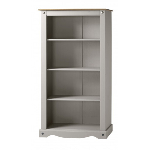 Mercers Furniture Corona Grey Wax Medium Bookcase Solid Wood Mexican Pine