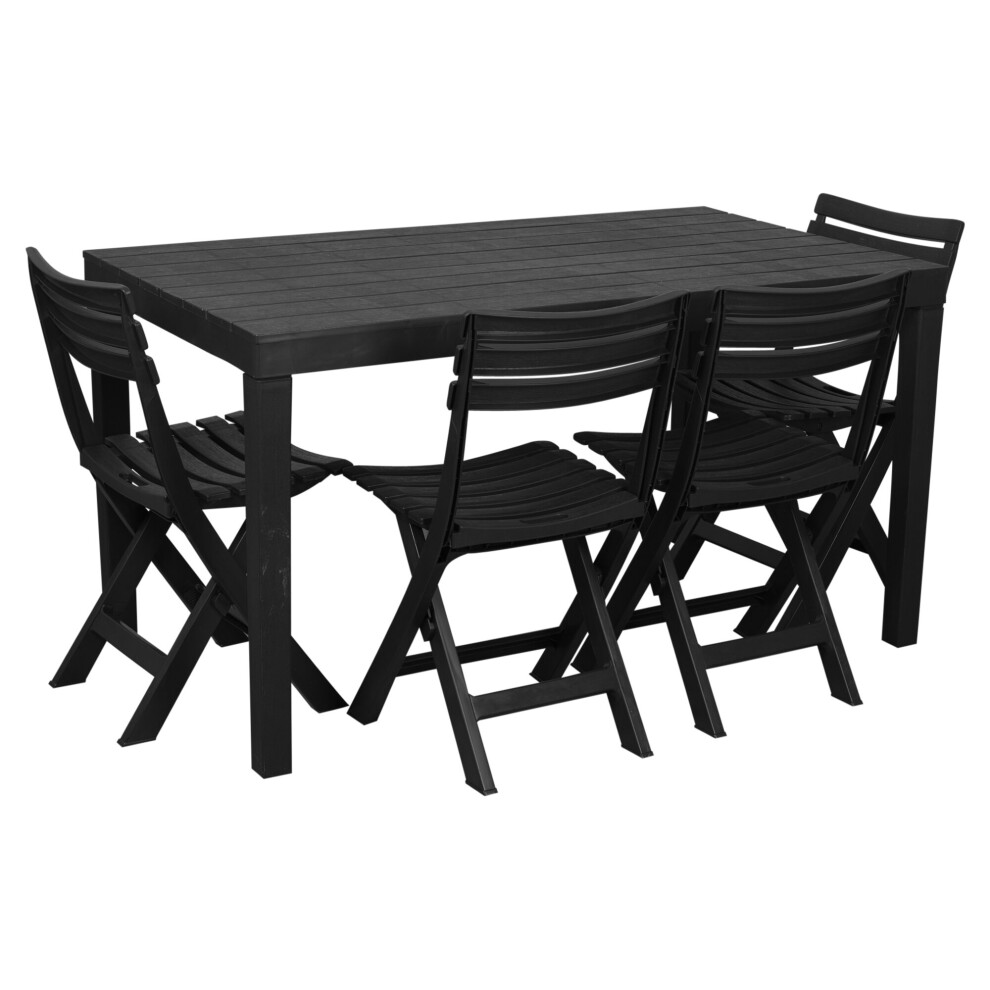 (4 Chairs) Rectangle Garden Dining Table & Folding Chairs