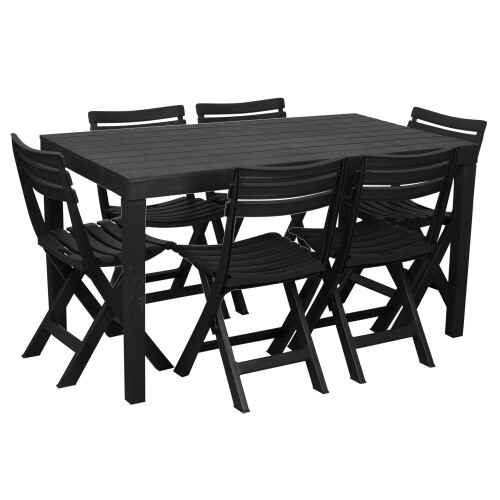 URBN Living (6 Chairs) Rectangle Garden Dining Table & Folding Chairs