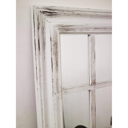 White Rectangle Window Style Wall Mirror Durable Frame 43X73Cm 2