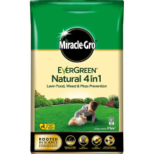 Miracle-Gro Natural 4 in1-LAWN Feed, Weed & Moss PREVENTOR Lawn Fertiliser, Yellow, 175 m²
