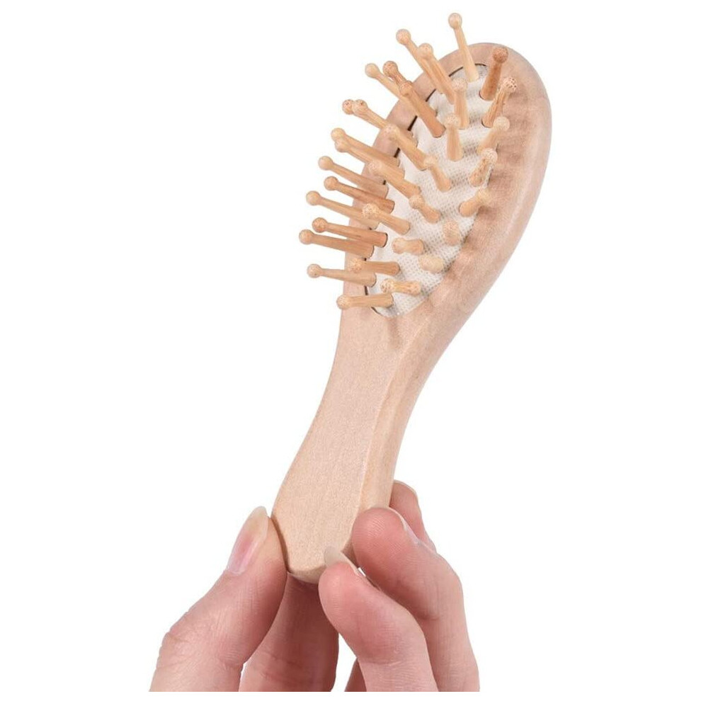 Frcolor Bamboo Hair Brush Anti-static Hair Comb Detangling Wooden Bristle Hair Brush with Handle