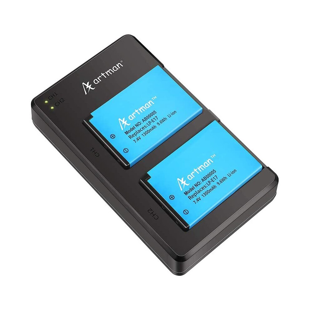 Artman Compatible With Lp-E17 Batteries (2 Pack) And Rapid Dual Micro Usb Charger Set For Rebel Sl3, Sl2, T8i, T7i, T6i, T6s, Eos M3, M5, M6, Eos 662211147457