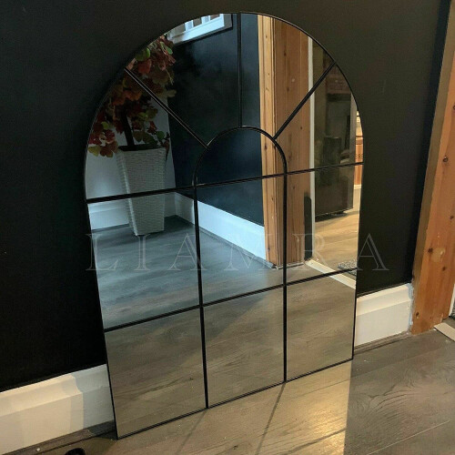 Enchanted Black Arched Window Mirror Large Wall Mirror 80X60 1