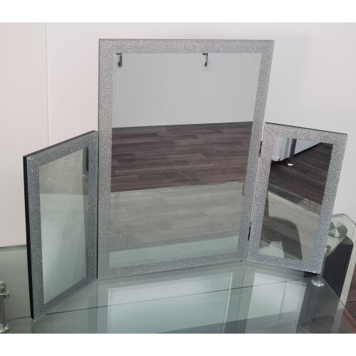 New Glitter Dressing Table Mirror Triple Fold Vanity Makeup Beauty