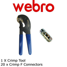 Webro Cabelcon Professional F Crimp Tool & 20 Crimp F Connectors 1.65mm